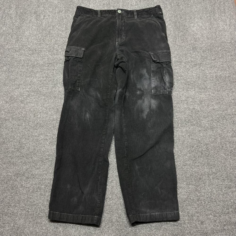 Vans Pants Mens 33 Black Corduroy Cargo Loose Tapered Fit Casual Skate